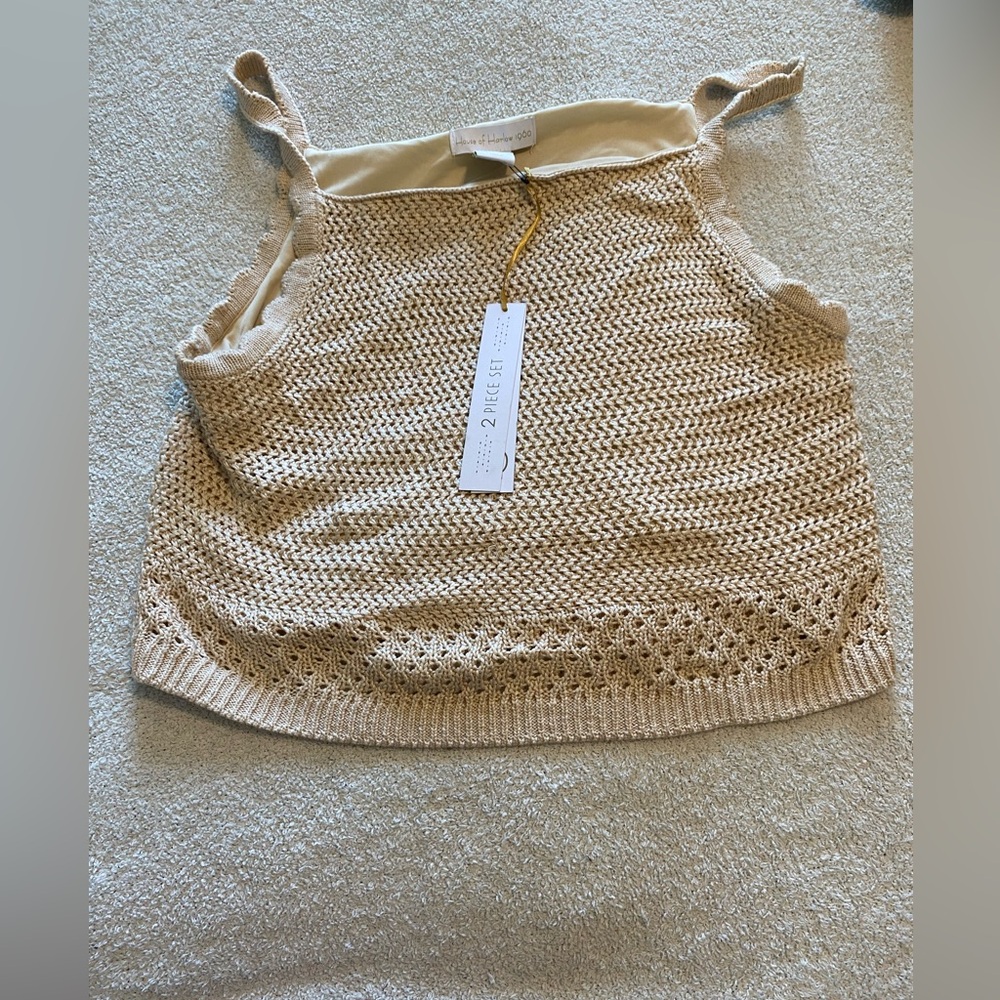 House of Harlow 1960 Tan Knit Crop Top